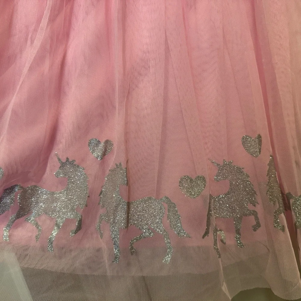 Girls Unicorn Tulle Tutu Dress 10/12 Plus Pink Glitter Wonder Nation Ruffle